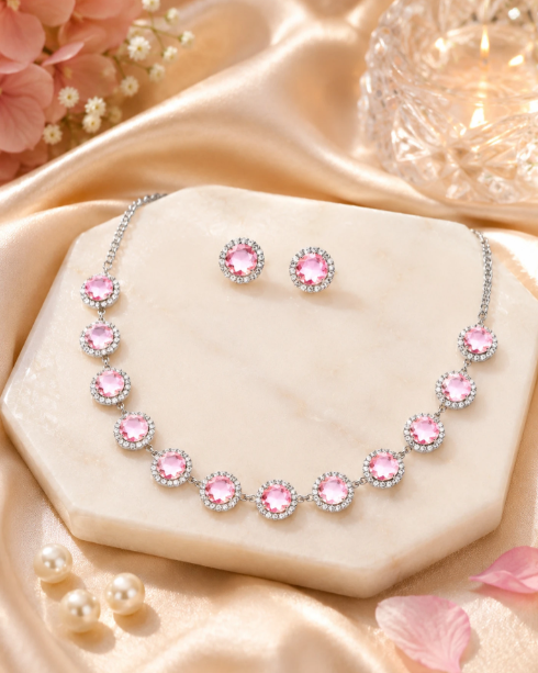 Pink Stone Jewel Set